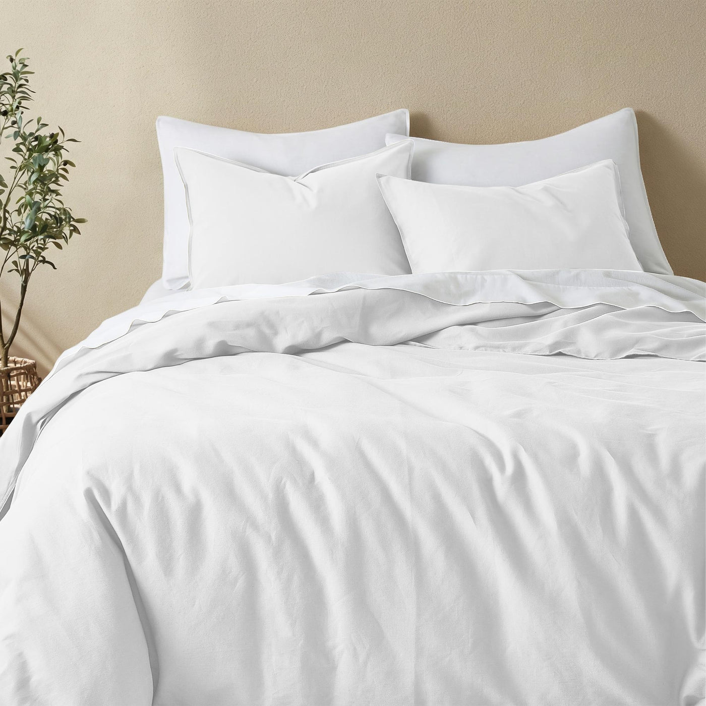Linen Cotton Blend Duvet Cover Set with Pillowcases
