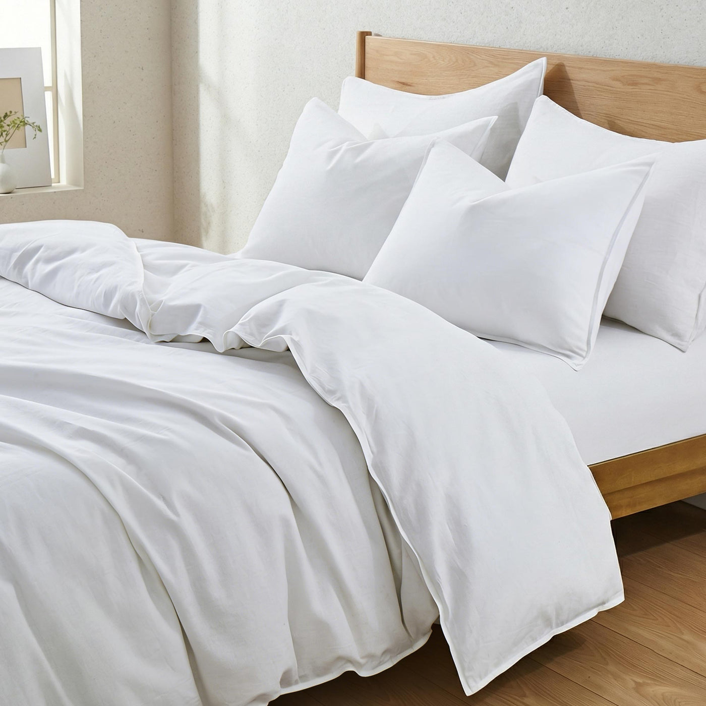 Linen Cotton Blend Duvet Cover Set with Pillowcases