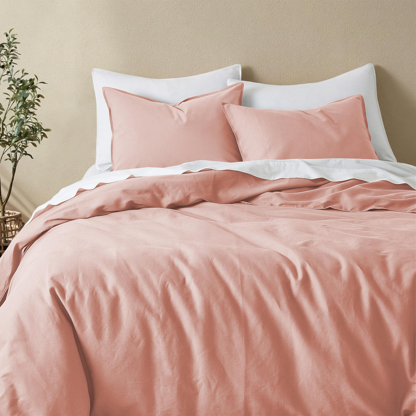Linen Cotton Blend Duvet Cover Set with Pillowcases