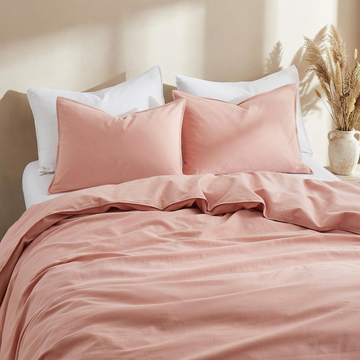 Linen Cotton Blend Duvet Cover Set with Pillowcases