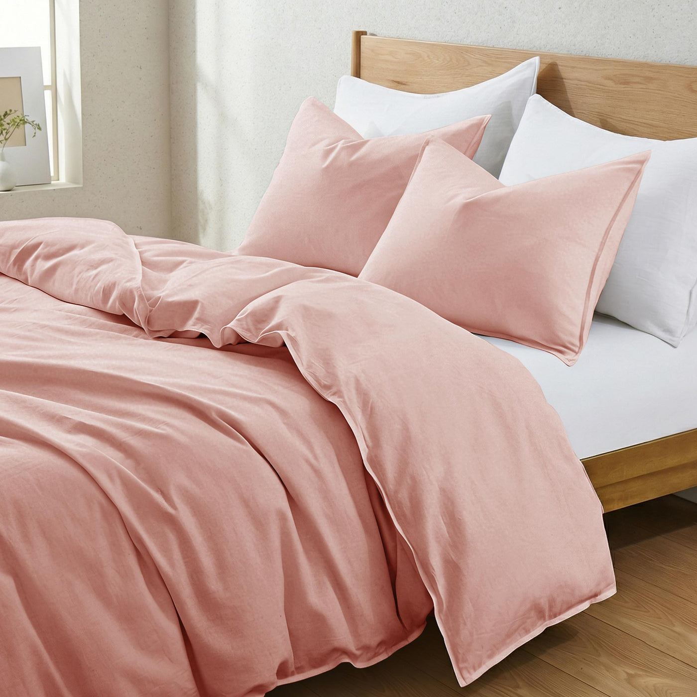 Linen Cotton Blend Duvet Cover Set with Pillowcases