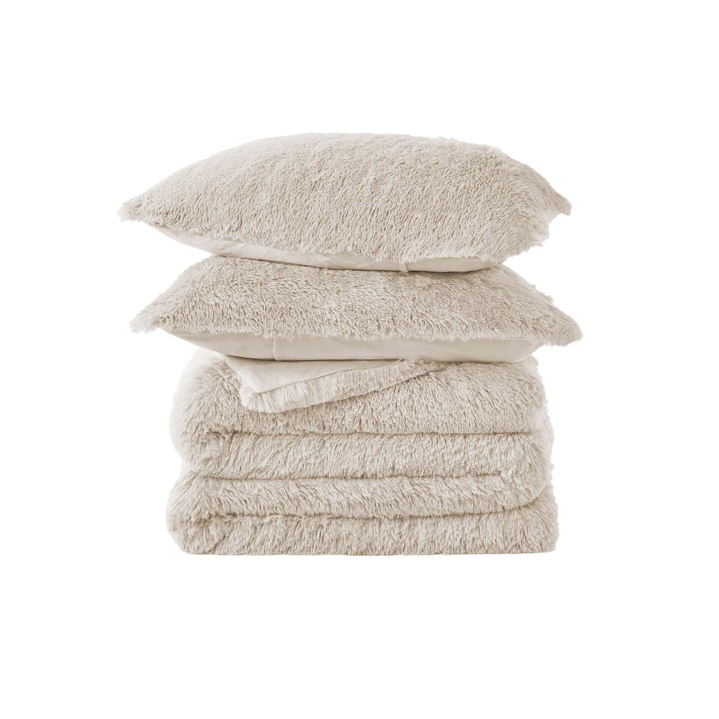 3 Piece Plush Reversible Faux Fur Comforter Set