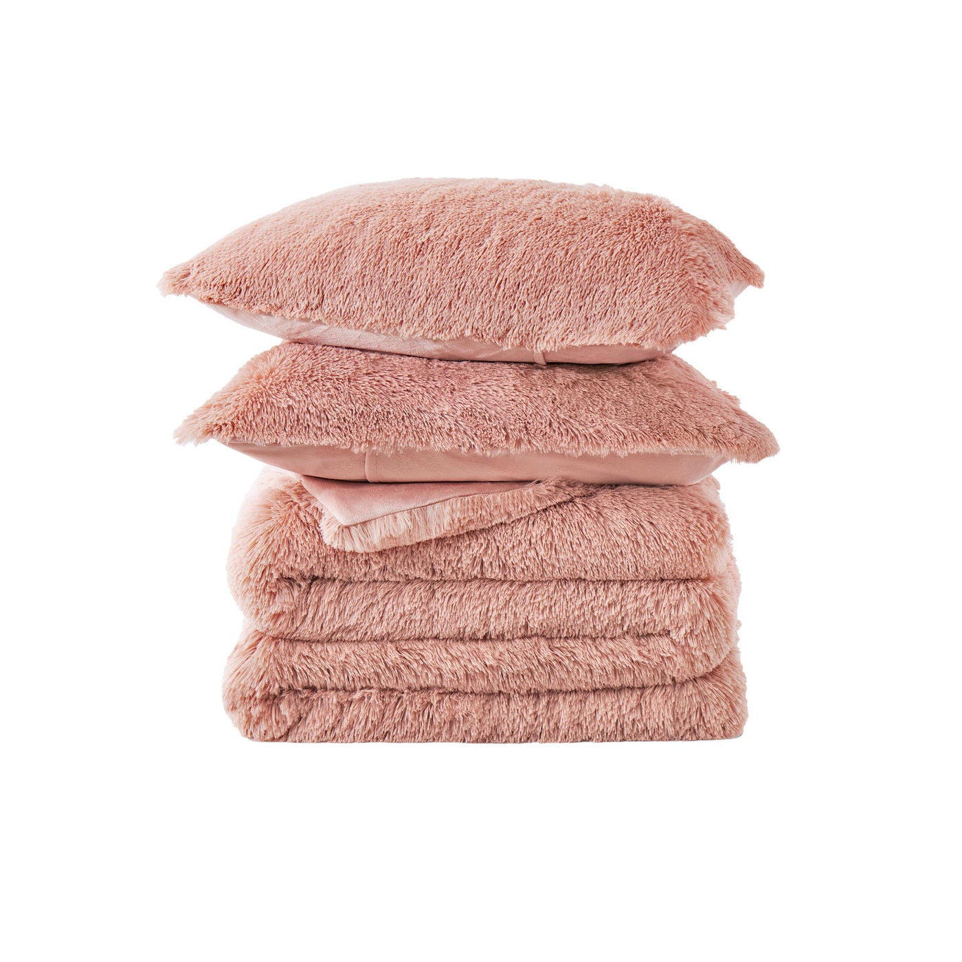 3 Piece Plush Reversible Faux Fur Comforter Set
