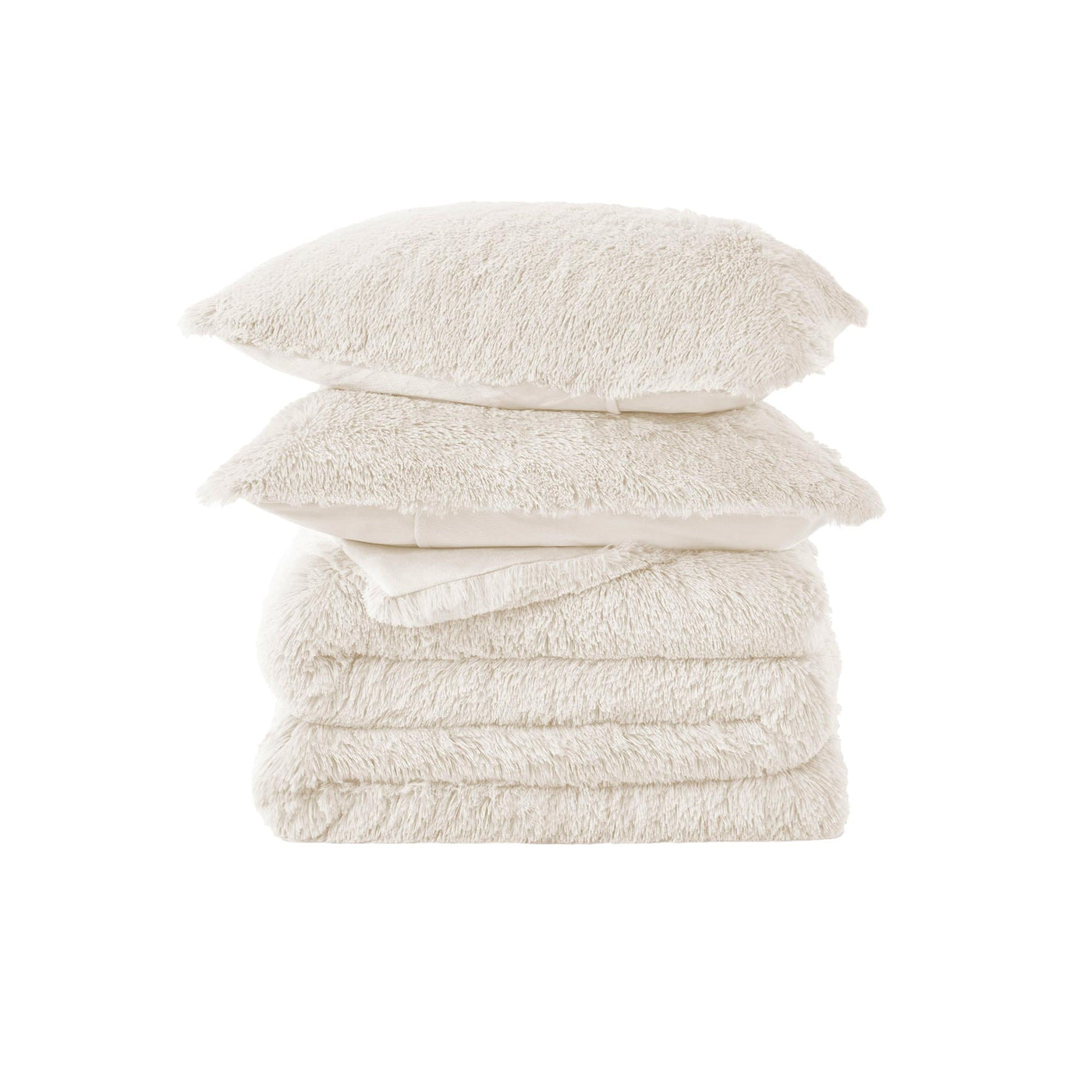 3 Piece Plush Reversible Faux Fur Comforter Set