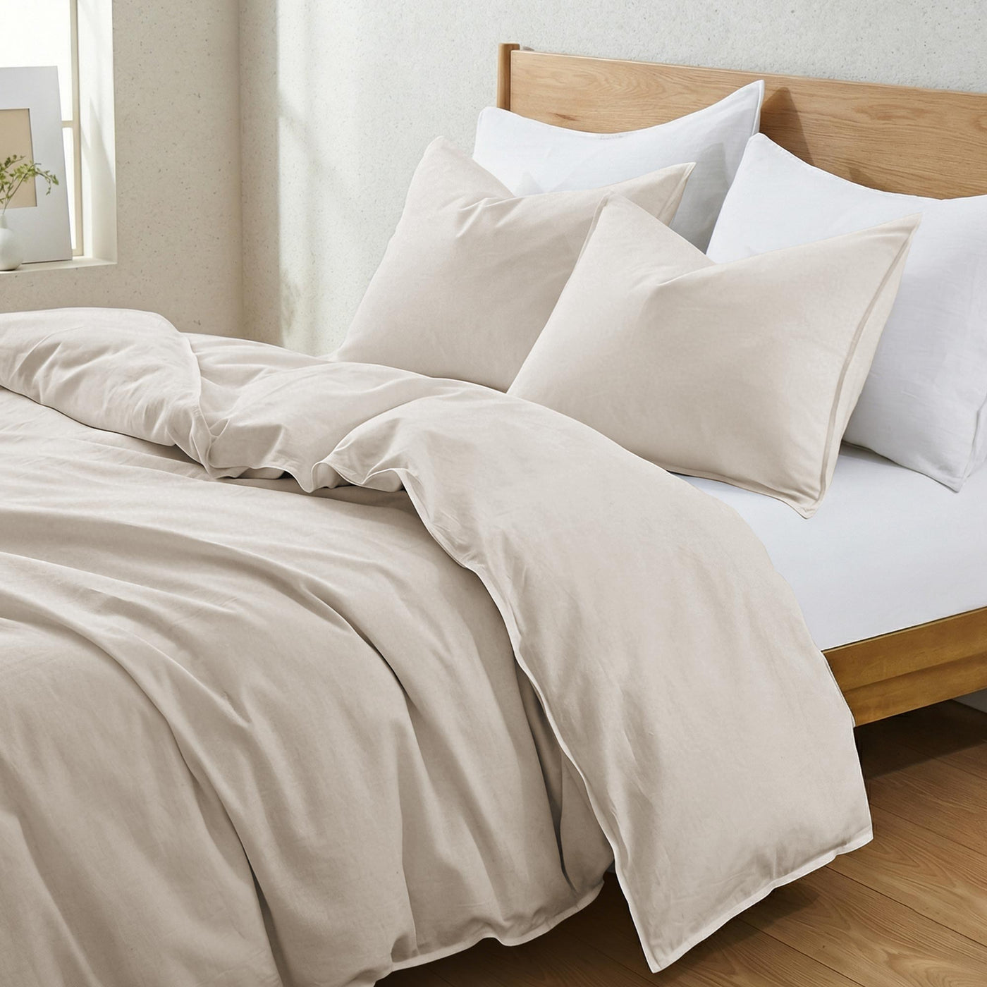 Linen Cotton Blend Duvet Cover Set with Pillowcases