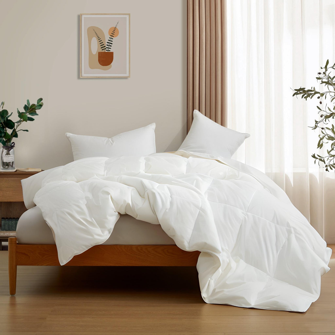 Lightweight Organic Cotton Down Comforter & Pillow Bundle