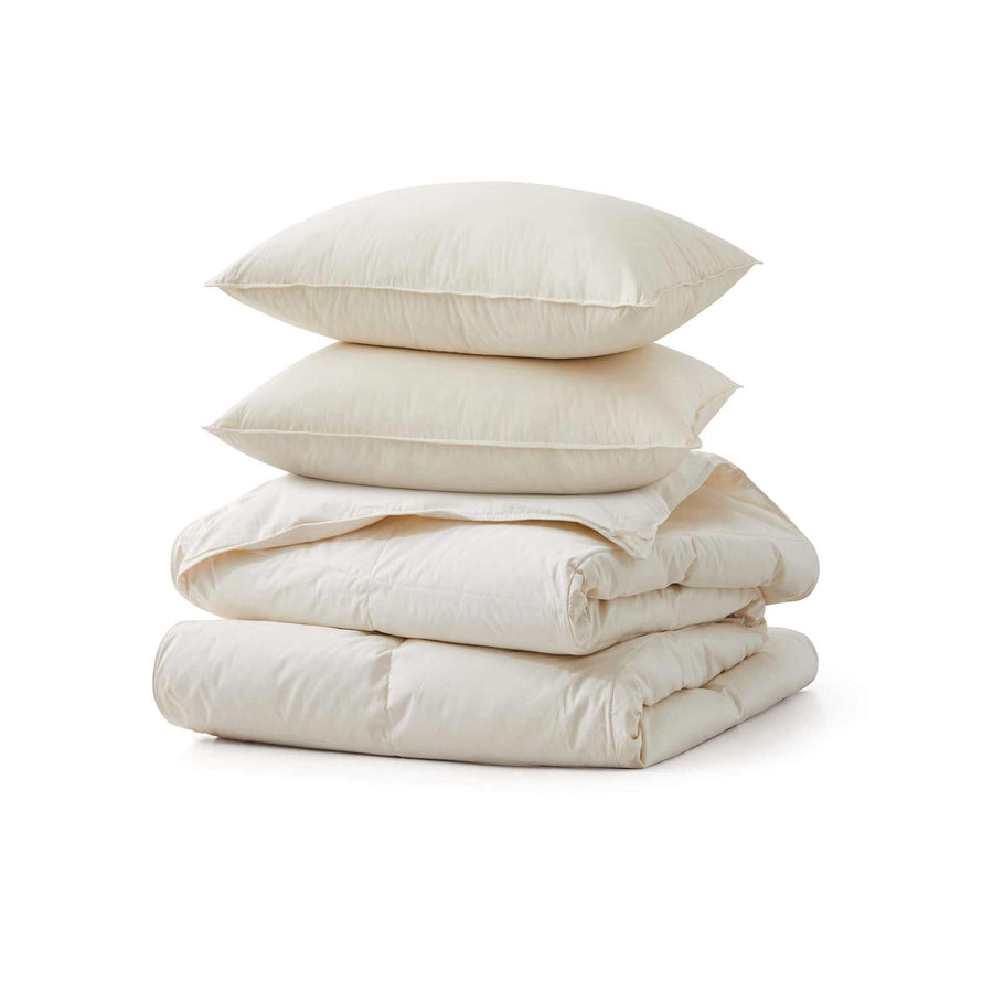 Lightweight Organic Cotton Down Comforter & Pillow Bundle