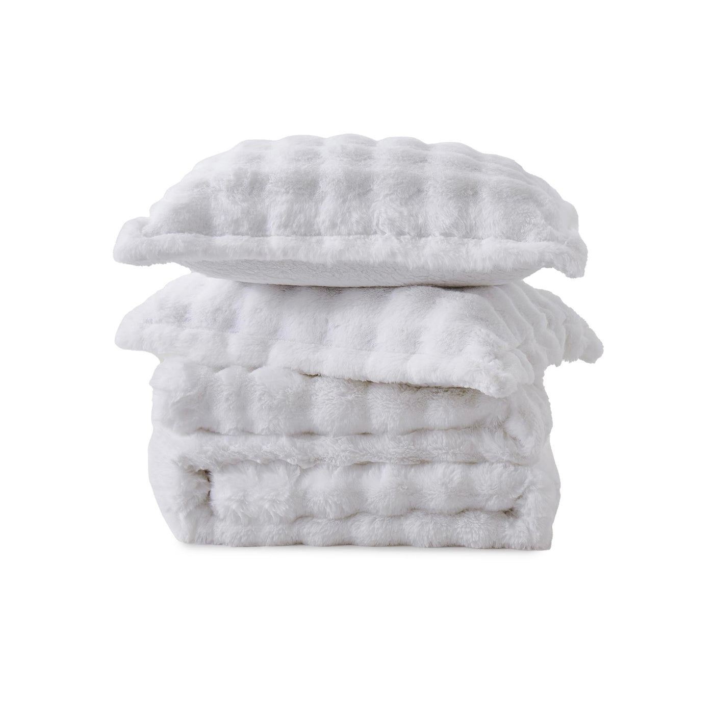 3 Piece Plush Reversible Faux Rabbit Fur Comforter Set