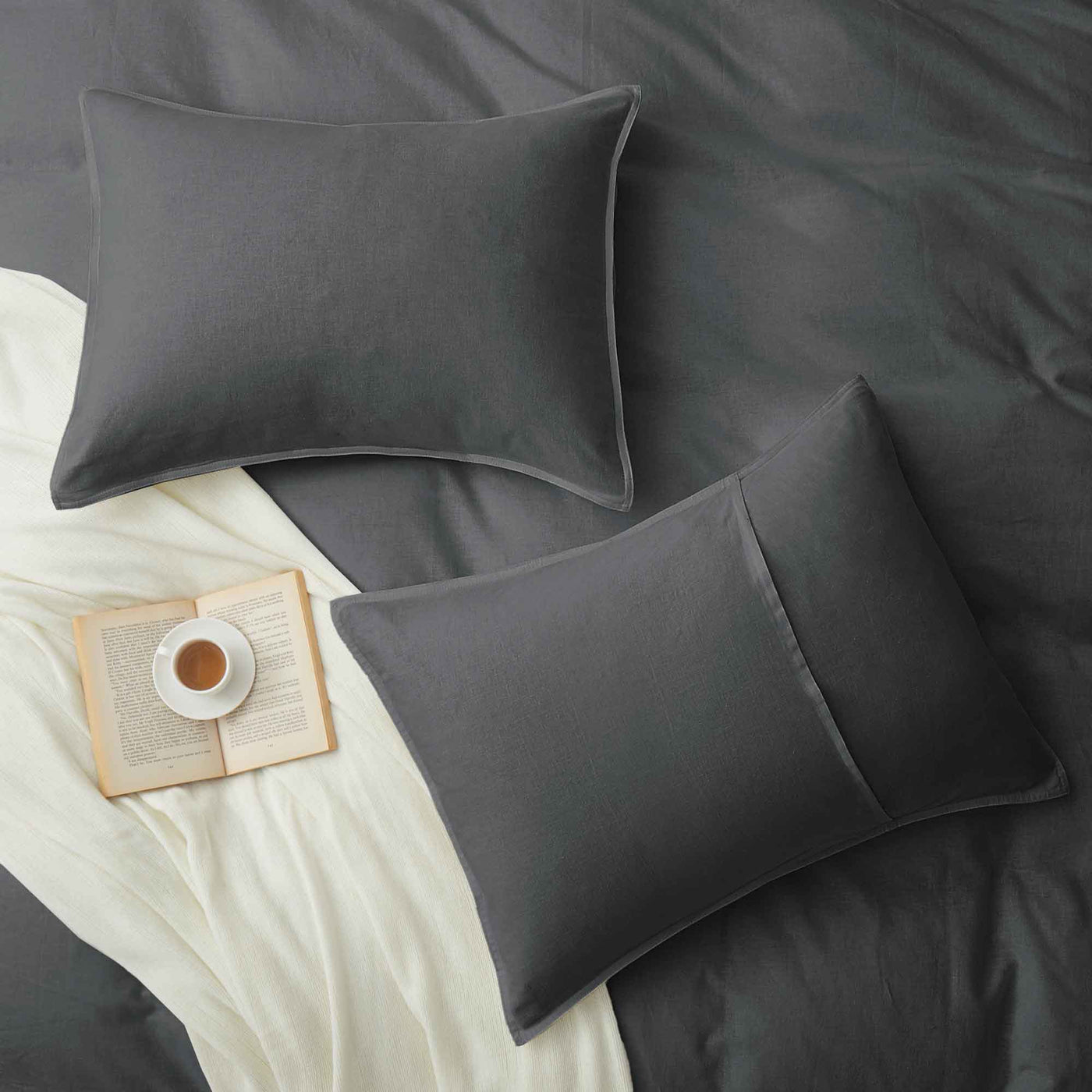 Linen Cotton Blend Duvet Cover Set with Pillowcases