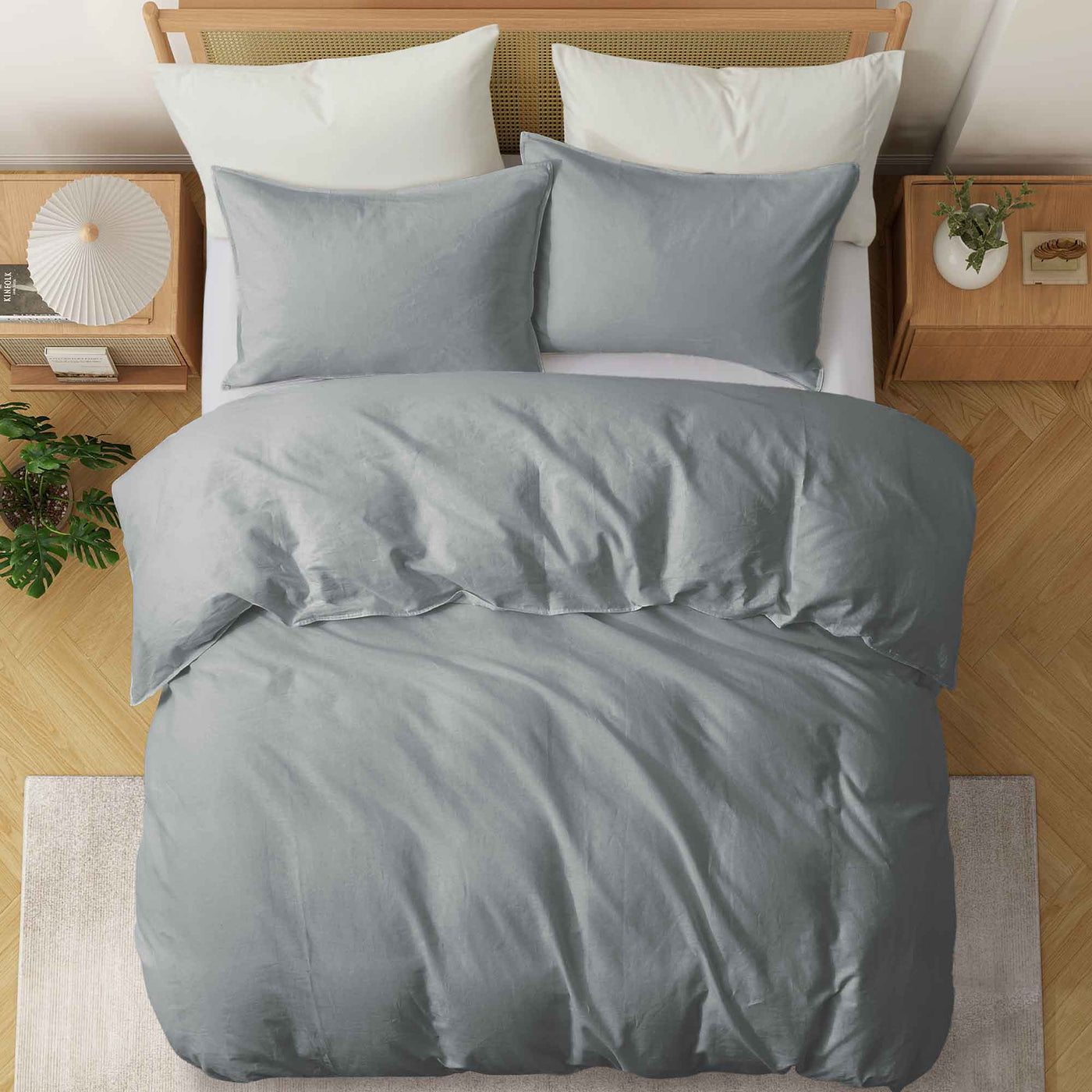 Linen Cotton Blend Duvet Cover Set with Pillowcases