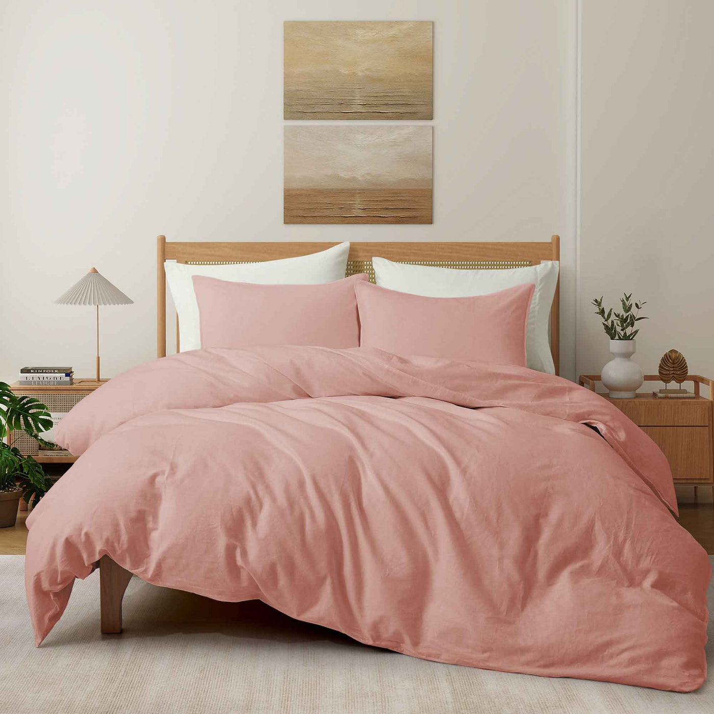 Linen Cotton Blend Duvet Cover Set with Pillowcases