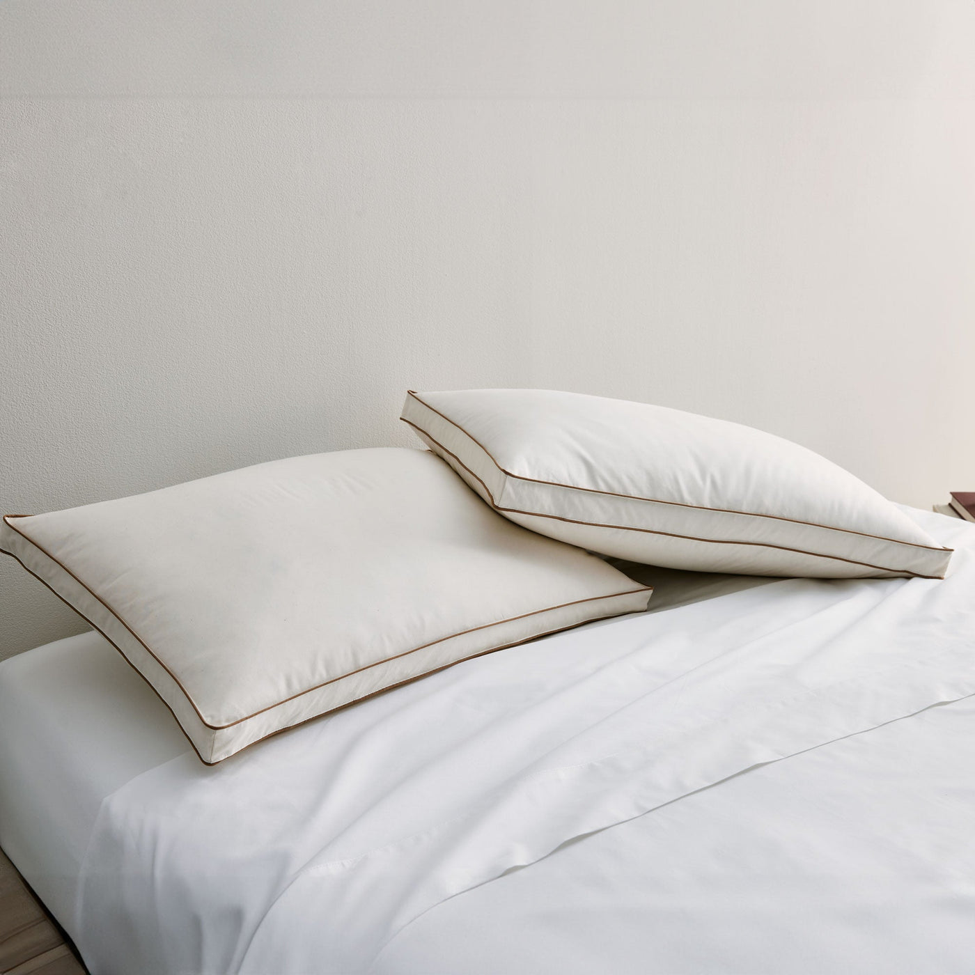 2 Pack Organic Cotton Down Feather Pillows for Back and Side Sleepers