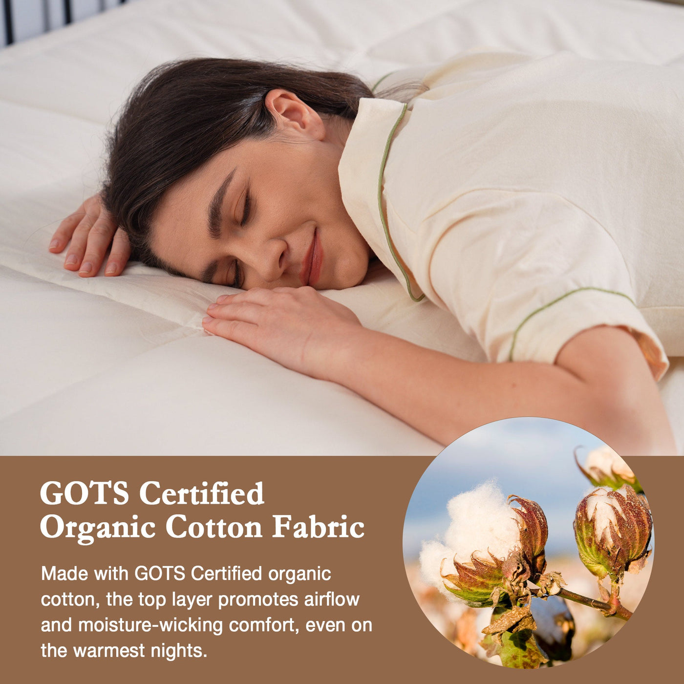 Organic Cotton Down Feather Memory Foam Mattress Topper